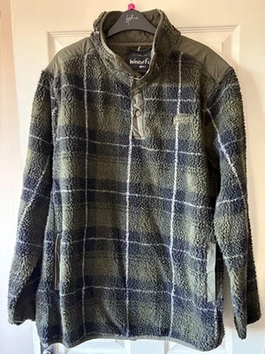 Einmal getragen Herren grün kariert WEIRD FISH 1/4 Knopf weicher Fleecepullover Pullover XL - Bild 1 von 4