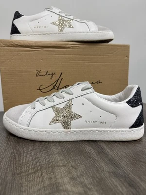 VINTAGE HAVANA Women’s Fashion Sneakers Legend AM White Grey Glitter 8 - Image 1 of 4