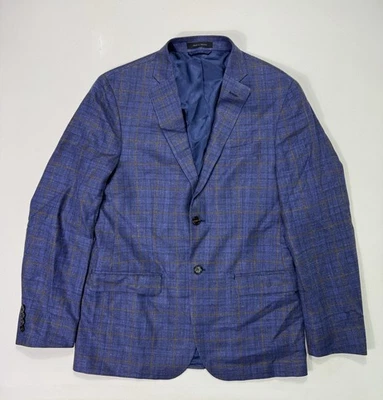Blazer Abrigo Deportivo Ralph Lauren 40R Azul Traje a Cuadros Chaqueta Lana Seda Lino Foto 1 de 4