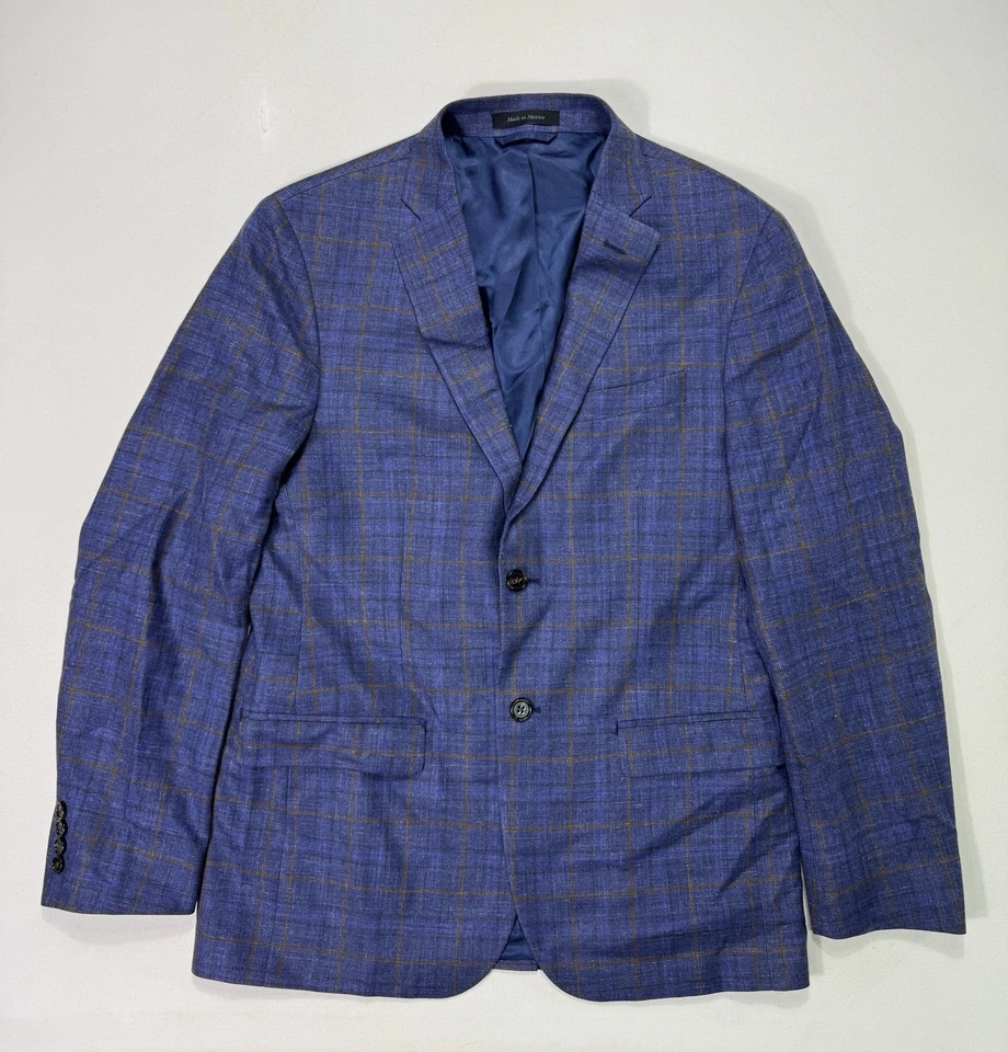 Ralph Lauren Blazer Sport пальто 40R синий клетку костюм куртка шерсти шелк лен - Изображение 1 из 4