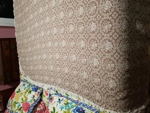 Vtg  Bates?  Fringed Coverlet Bedspread Twin Size 72"x 87" Tan/Cream Reversible  - Picture 1 of 7