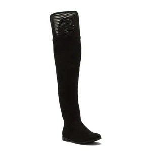 CALL IT SPRING WOMENS TRAVISANO BLACK NUBUCK SUEDE BOOTS SZ 5M KNEE HIGH NIB - Picture 1 of 6