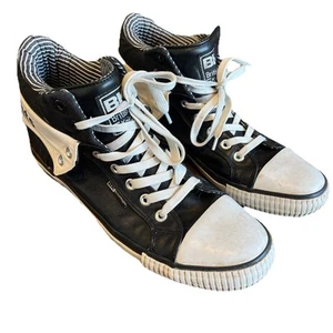 British Knights Black And White High Top Lace Up Trainers Boots Men's Size 11 - Imagen 1 de 10