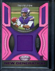 2025 Certified New Generation Pink Tai Felton Rookie Jersey Patch /299 Vikings - Picture 1 of 2