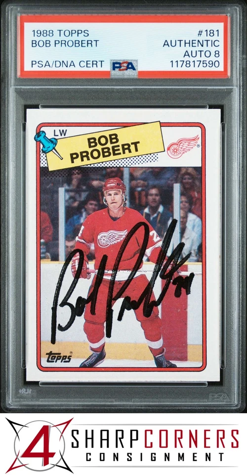 1988 TOPPS #181 BOB PROBERT RC JSA PSA AUTHENTIC DNA AUTO 8 - Image 1 of 4