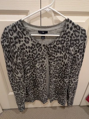 GAP Women's Cardigan Sweater 3/4 Sleeve, Animal Print, Size Large - Image 1 of 4
