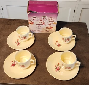 Vintage Mid Century 8 Piece Coffee & Dessert Set with Floral Design  - Picture 1 of 5