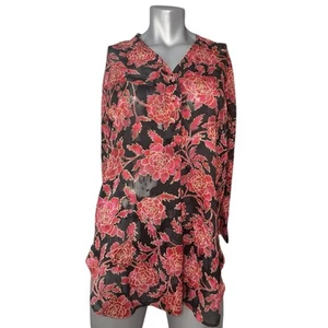 Vtg Victoria’s Secret Sleep Gown Small Peekaboo Black Red Rose Floral Lingerie - Picture 1 of 11