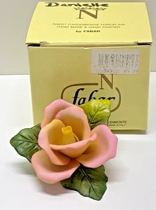 Capodimonte Pink Rose Porcelain Figurine Fabar Italy 3" w/ Box Handmade - Picture 1 of 12