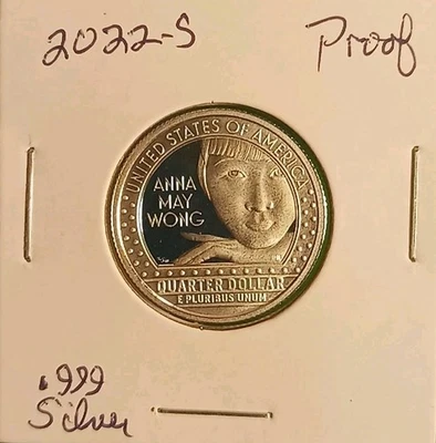 2022 S Anna May Wong Washington Quarter .999 SILVER Proof FROSTY HollywoA Beauty - Image 1 of 3