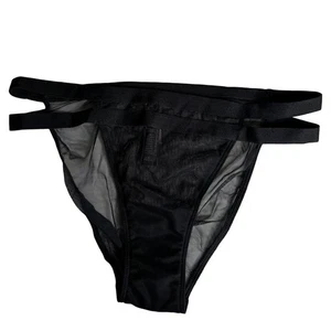 NWT Victoria's Secret Very Sexy Large String Bikini in Black Mesh Sheer NEW - Picture 1 of 7