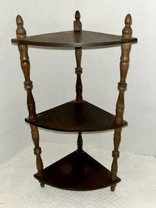 VTG MCM 3-Tier 21" Corner Shelf Wood Spindle Knick Knack Trinket Holder - Picture 1 of 6