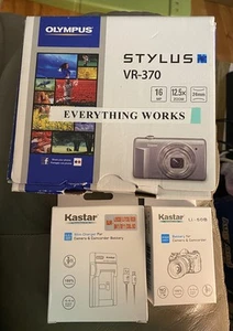 Olympus Stylus VR-370 Digital Camera Black 16 MP 12.5x Zoom 24mm HD 720 Compact - Picture 1 of 24