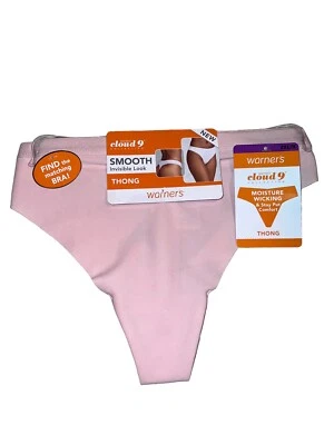 NWT WARNERS Cloud 9 Smooth Invisible Look Microfiber Pink Thong Panty  Sz 2XL 9 - Image 1 of 4