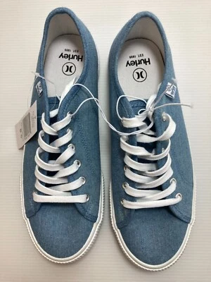 Hurley 女式 Carrie 帆布运动鞋低帮系带鞋时尚 Chambray 全新 — 第 1/3 张图片
