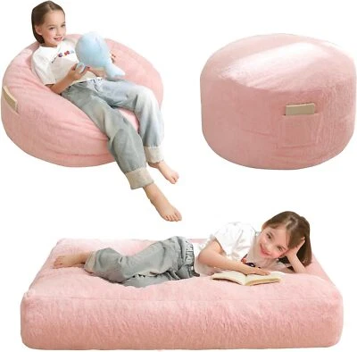 Bean Bag Chair Bed for Kids, Convertible Bean Bag Folds from Lazy Chair to Floor - Image 1 of 4