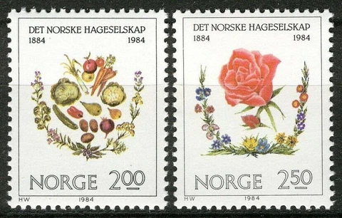 Norway 1984, NK 954-55,  Mi 906-07, Norwegian Gardening society set VF MNH Cover