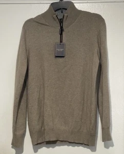 FILIPPO RIBERTI 1/4 Zip Sweater Italy Oatmeal 25%Wool 5% Cashmere Viscose Mens - Picture 1 of 6