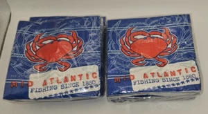 Vintage Beverage Napkins Set Of 4 Crab Party Themed Mid Atlantic Nautical 60 ct - Picture 1 of 1