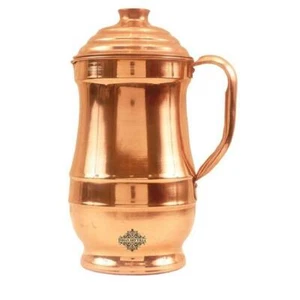 Pure Copper Jug, Plain Design, Maharaja Jug Pitcher with Lid, Serving water - Picture 1 of 3