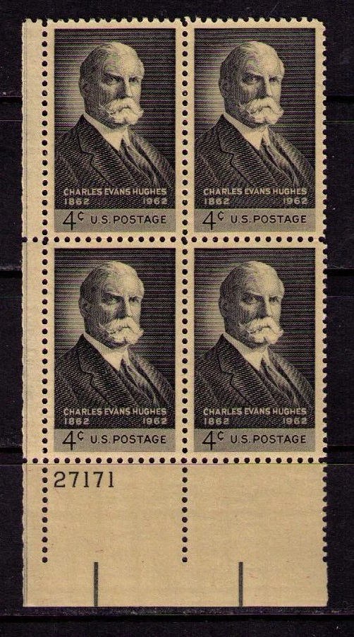 US USA Sc# 1195 MNH FVF PLATE # BLOCK Charles Evans Hughes Governor New York - Image 1 of 1