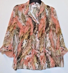Alfred Dunner Size (16) Sheer top  leaf pattern - Picture 1 of 4
