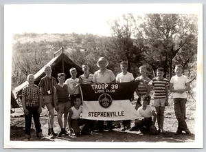 Stephenville TX Pfadfinder Foto 5x7 schwarz weiß Bild Lions Club Flagge - Bild 1 von 2