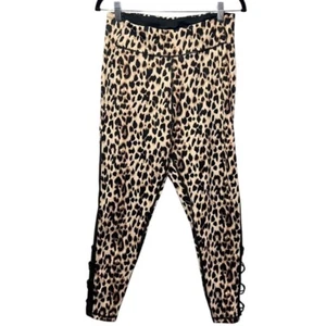 Victoria's Secret Leopard Print Leggings High Waist Lace Up Detail Size Large - Picture 1 of 7