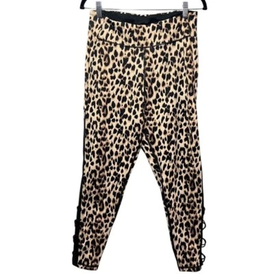Victoria's Secret Leopard Print Leggings High Waist Lace Up Detail Size Large - Image 1 of 4