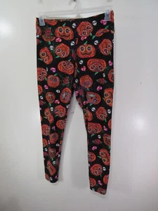 No Boundaries Legging Size L 11 13 Juniors Black Multi Color Pumpkins Halloween - Picture 1 of 4