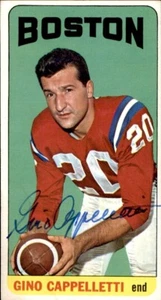 Tarjeta de fútbol americano firmada por Gino Cappelletti 1965 Topps #5 Boston Patriots Minnesota - Imagen 1 de 2