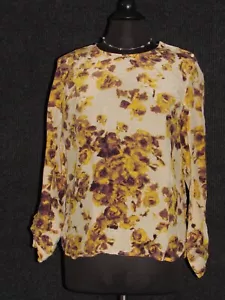 CAROLINA HERRERA Colorful Floral Print Long Sleeve Peplum Top Blouse SZ 8 - Picture 1 of 8