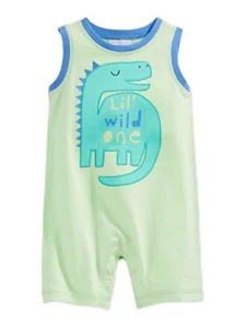 First Impressions Infant Boy Green Lil Wild One Dino Romper Dinosaur - Picture 1 of 1