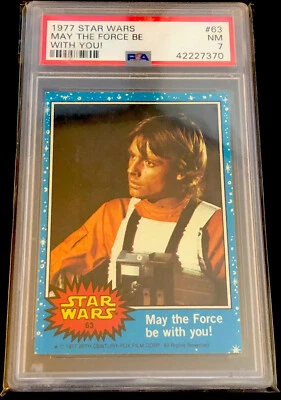 1977 TOPPS STAR WARS #63 MAY THE FORCE BE WITH YOU!  PSA 7 Luke Skywalker - Image 1 of 2