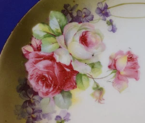 VINTAGE JSV JOHANN SELTMAN PLATE W/ WHITE & PINK ROSES VOHENSTRAUSS GERMANY #1 - Picture 1 of 1