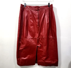 Maxi falda de cuero rojo vintage G-III recta hasta la pantorrilla *DEFECTO-VER MEDIDA* - Imagen 1 de 24
