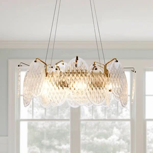 24” Modern Chandelier 8-Light Antique Glass Ceiling Lighting Luxury Pendant Lamp - Picture 1 of 14