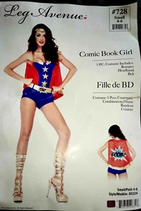 Leg Avenue Womens Comic Book Girl Sexy Superhero Halloween Costume M 8-10 $49.99 - Picture 1 of 3