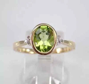 2.50Ct Oval Lab Created Peridot Solitaire Wedding Ring 14K Yellow Gold Plated - Picture 1 of 6
