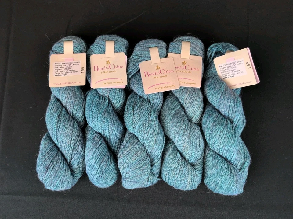 Lot of 5 /Fibre Company ROAD TO CHINA Alpaca Silk Cashmere Yarn - Blue Tourmali  - Image 1 of 4