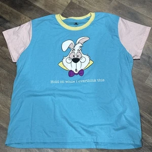White Rabbit Alice in Wonderland Overthink ~ T-Shirt Tee Shirt 2XL Disney Woman - Picture 1 of 3