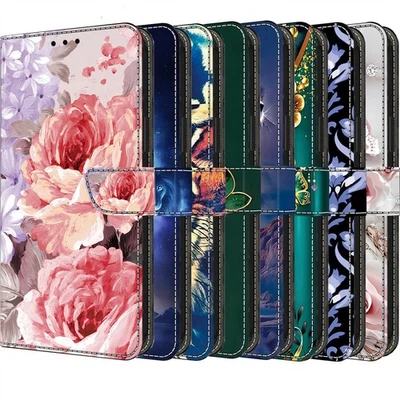 Leather Phone Case for iPhone 16E 16 15 14 13 12 11 8 XS Shockproof Wallet Cover - Image 1 of 4