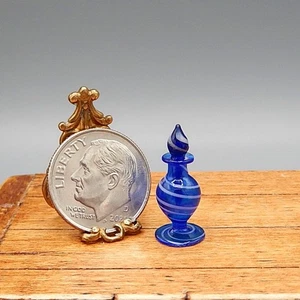 OOAK Ferenc Albert Blue Swirl Glass Perfume Bottle Dollhouse Miniature 1:12 - Picture 1 of 11