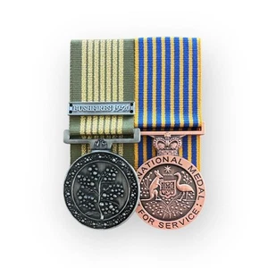 National Emergency Medal (Bushfires 19-20) + National Medal Court Mounted - Full - Picture 1 of 3