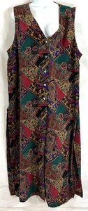 “Silk Boutique” Plus Size 1X 100% Silk Paisley Button Up Long Slit Duster Top - Picture 1 of 14