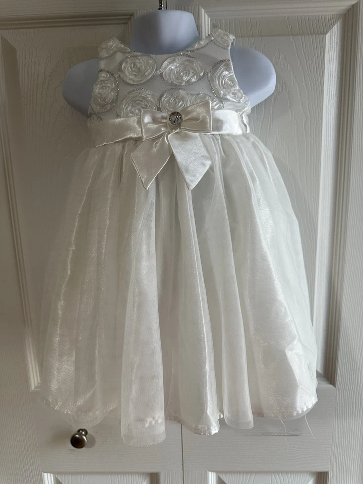 Niñas Pequeñas 2T Niñera Blanco Elegante Formal Rosa Vestido Comunión Boda Fiesta Foto 1 de 4