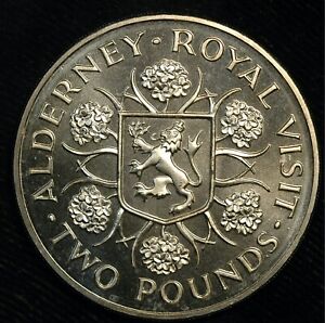 Alderney Two Pounds £2 1989 Royal Visit KM#1 (T111)