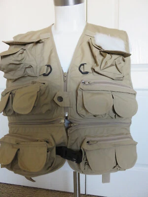 Chaleco de Pesca Rio Bravo Marrón Bolsillos Exterior Safari Utilidad Carga Talla Mediana Foto 1 de 4