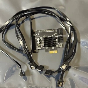 PCIE 2.0 X 1 to SATA 4 Port Adapter Card W/ 4 SATA Cables Included - Photo 1/5