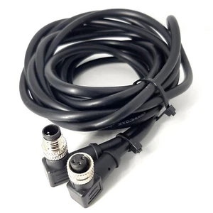 M12 INDUSTIAL CABLE 3 POS MALE/FEMALE, ANGLED CODE A, BLK PVC JACKET, 3 MTR - Picture 1 of 3